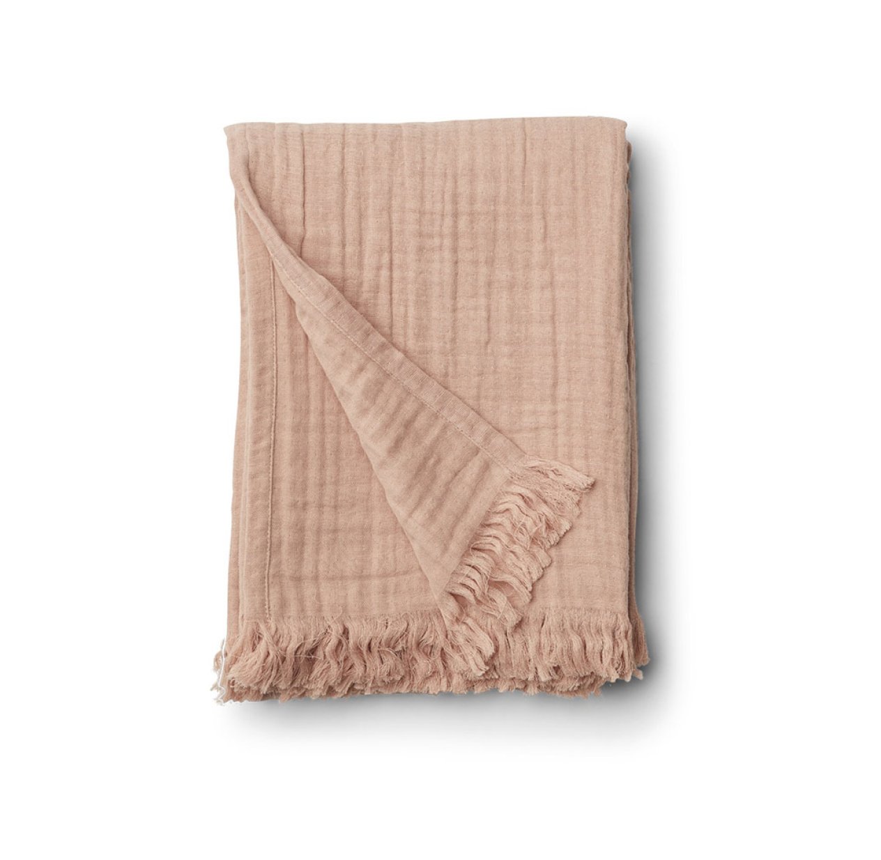 Plaid frangé Magda - Rose pâle