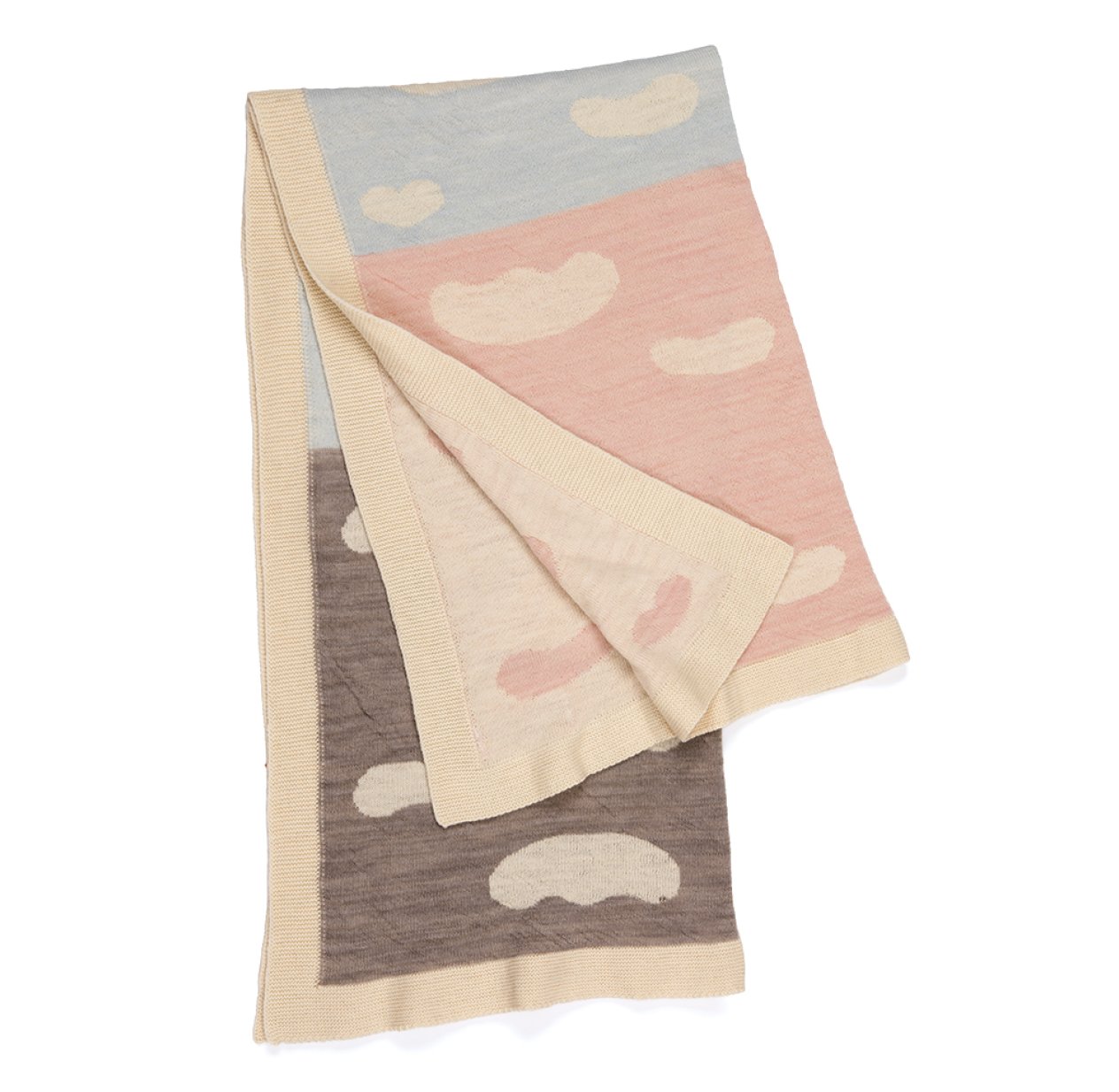 Couverture jacquard enfant WACA clouds - Rose/Bleu/Gris