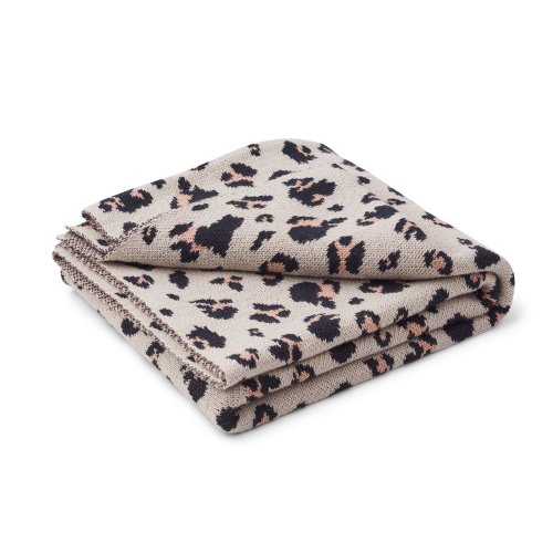 Couverture jacquard léopard Kamma - Beige