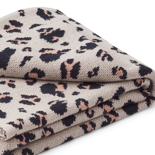 Couverture jacquard léopard Kamma - Beige