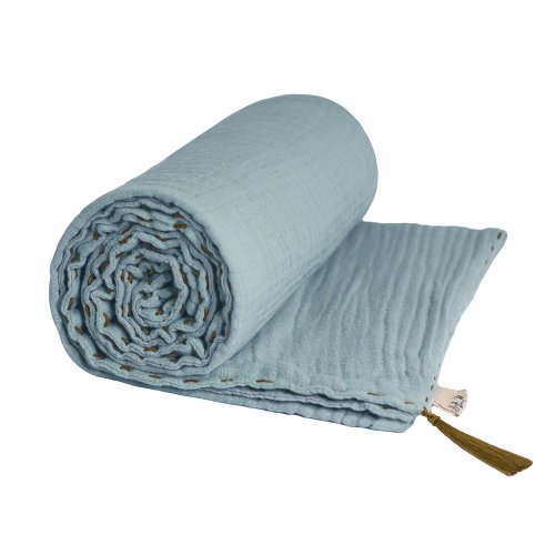 Couverture Légère en Gaze de Coton bio - Bleu clair