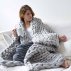 Couverture grosse maille - Gris clair