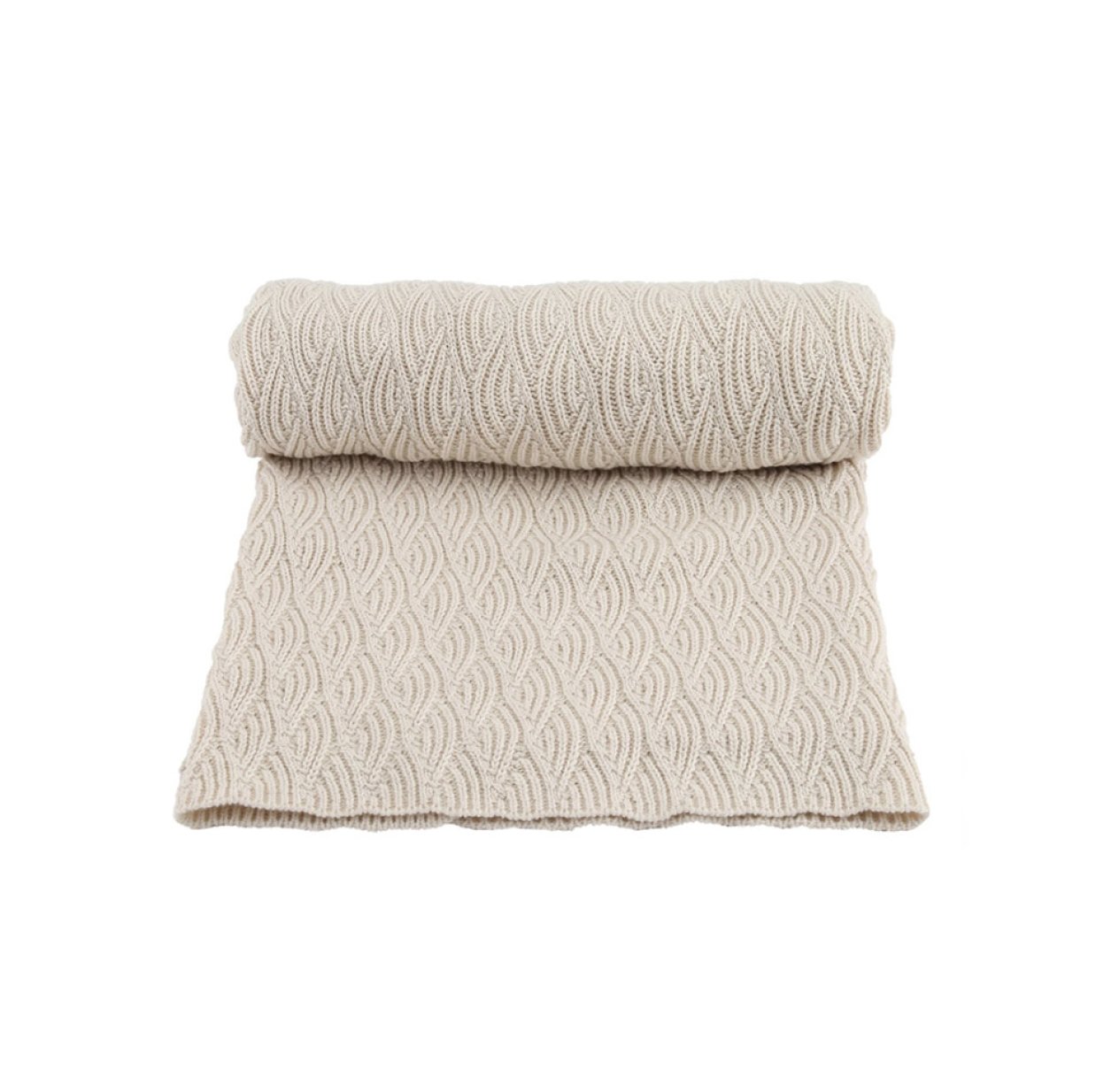 Couverture en tricot Pointelle - Blanc cassé