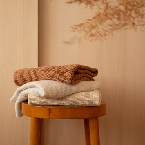 Plaid bébé en tricot So Natural - Biscuit