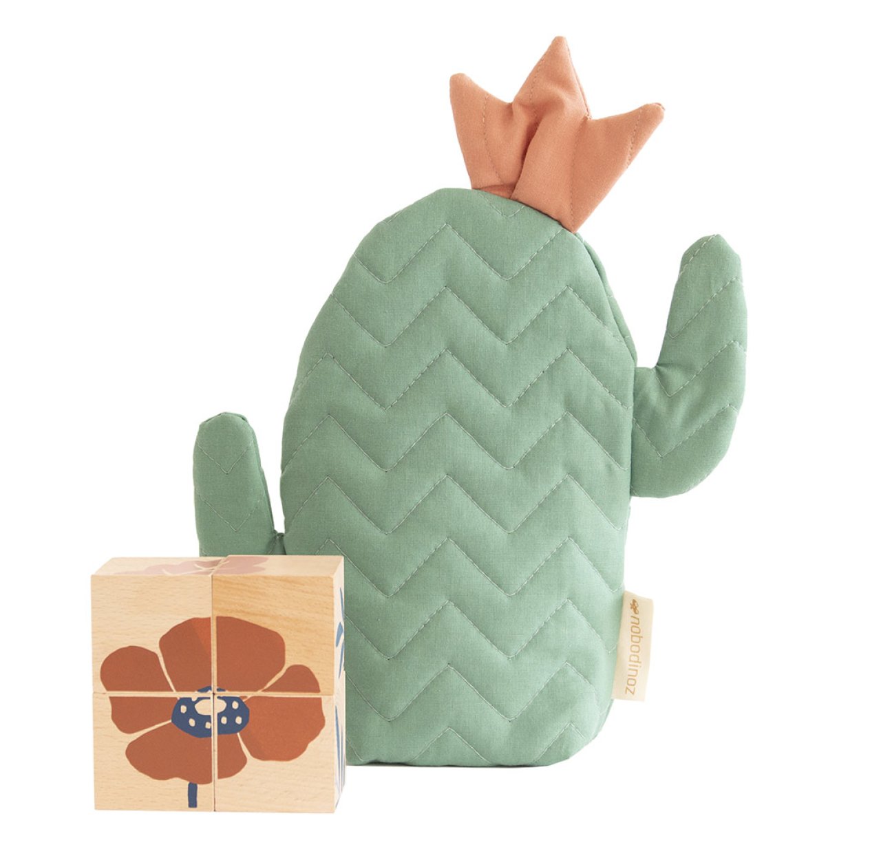 4 cubes en bois Plantes