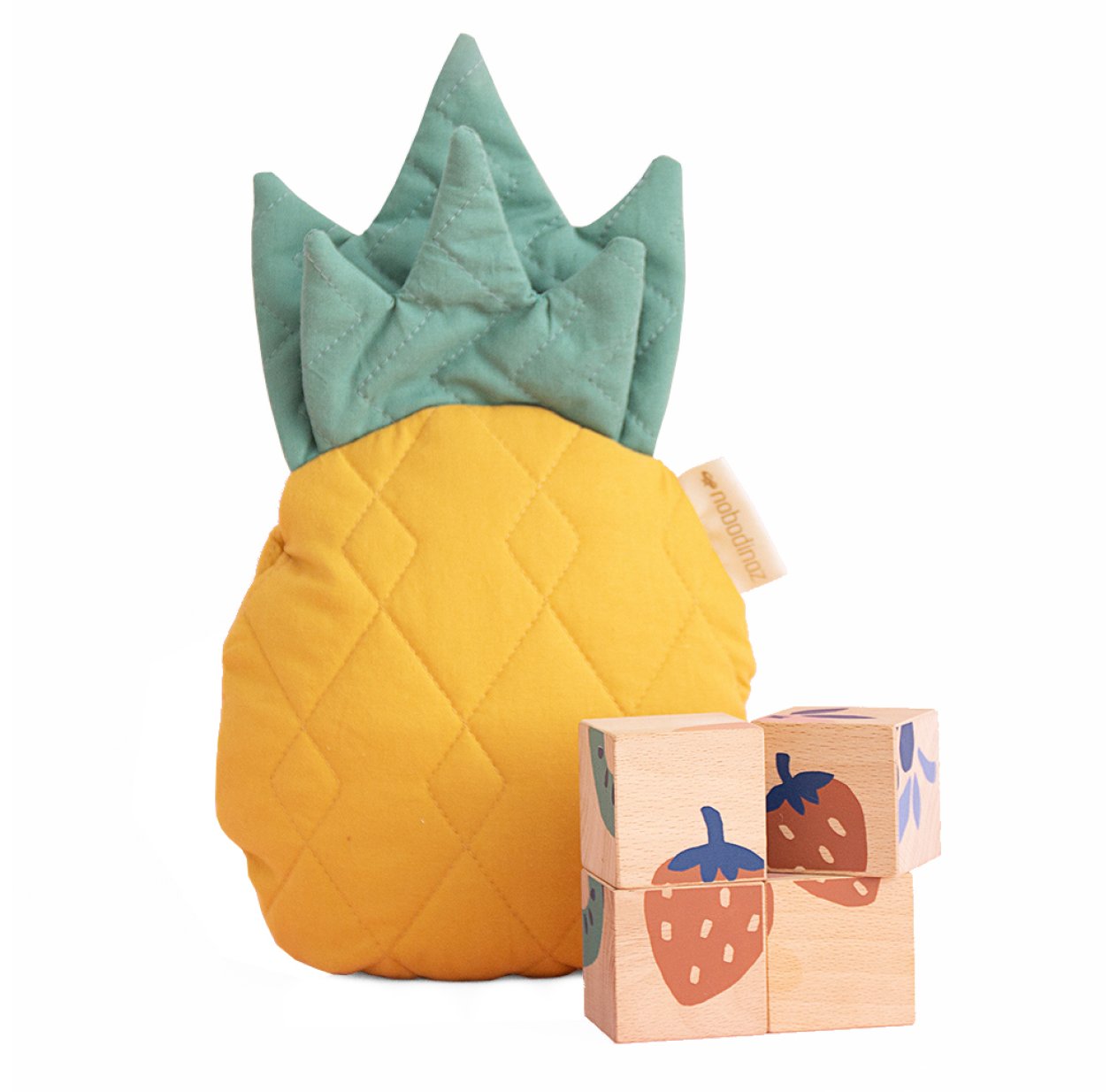 4 cubes en bois Fruits