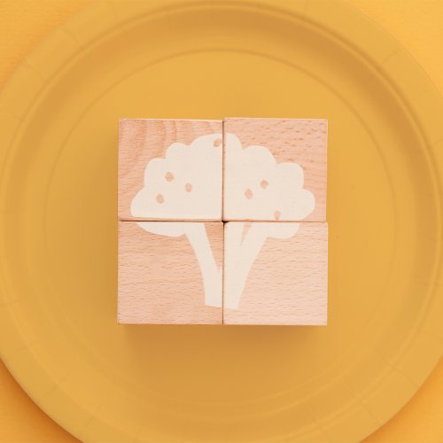 4 cubes en bois Légumes
