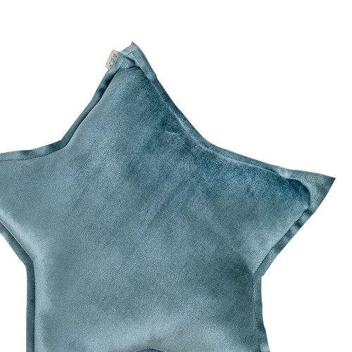 Coussin velours Etoile - Bleu gris