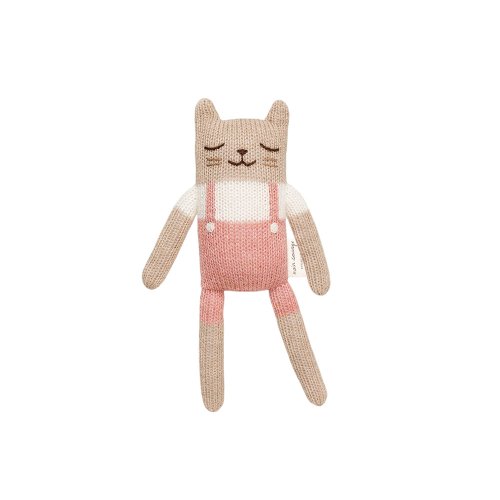 Doudou Chaton Salopette - Rose