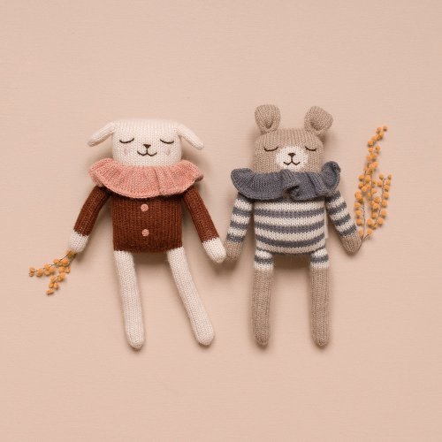 Doudou Ourson en Combinaison rayée  - Denim