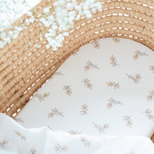 TWC Drap-Housse Berceau Bébé 120x60x15 Cm Coton Biologique - Modèle Girafe Et Fleur