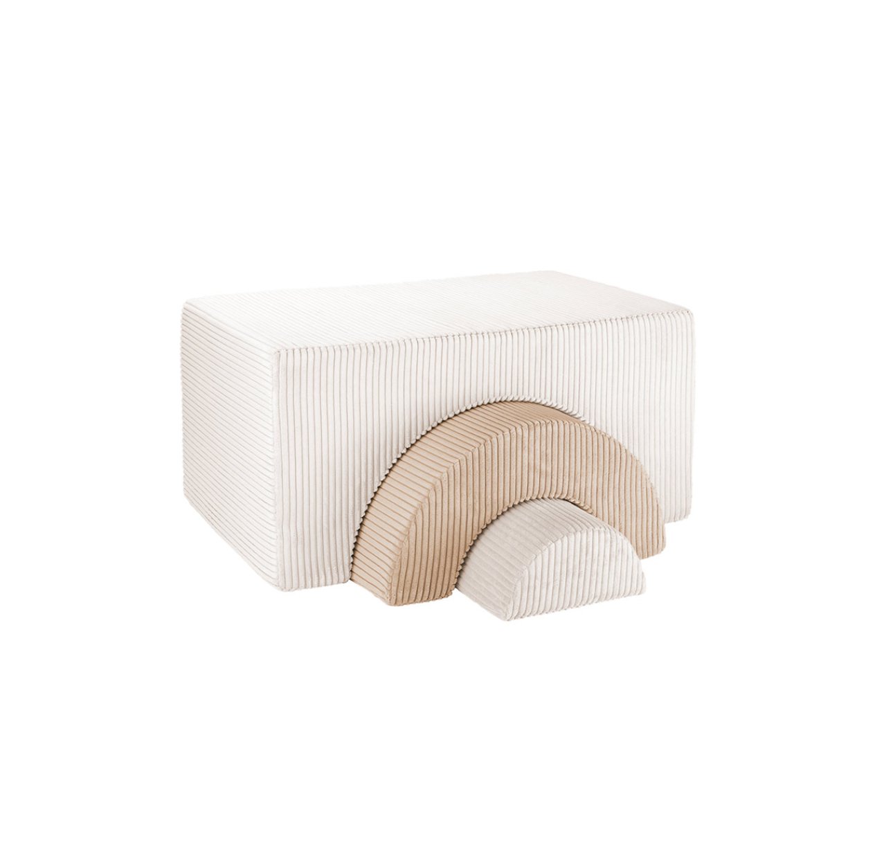 Trio de Poufs Rainbow en velours côtelé - Ecru
