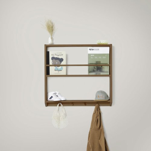 Etagère Livres et Patères Eli - Chêne fumé