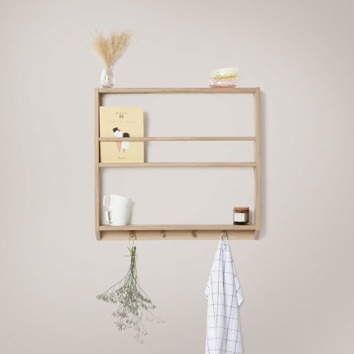 Etagère Livres et Patères Eli - Chêne fumé