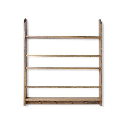 Etagère Livres Patères Plate Eli - Chêne fumé