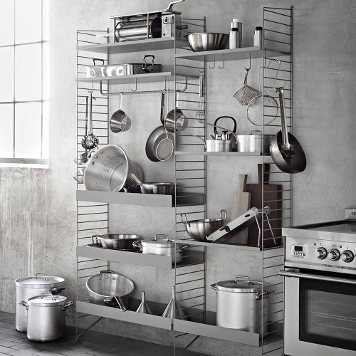 Etagère en métal grands rebords - Gris