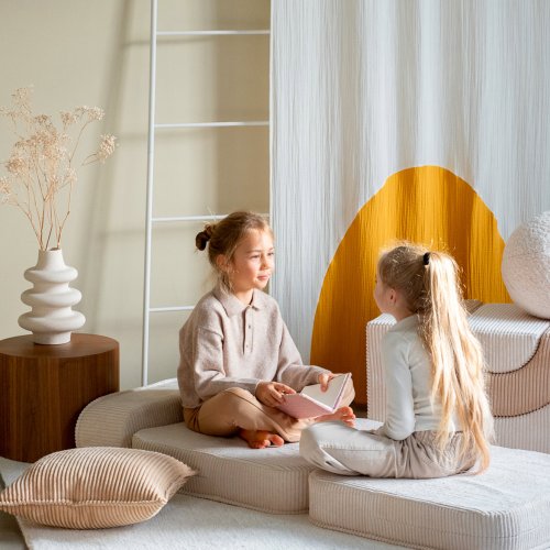 Fauteuil Flip convertible en velours côtelé - Ecru