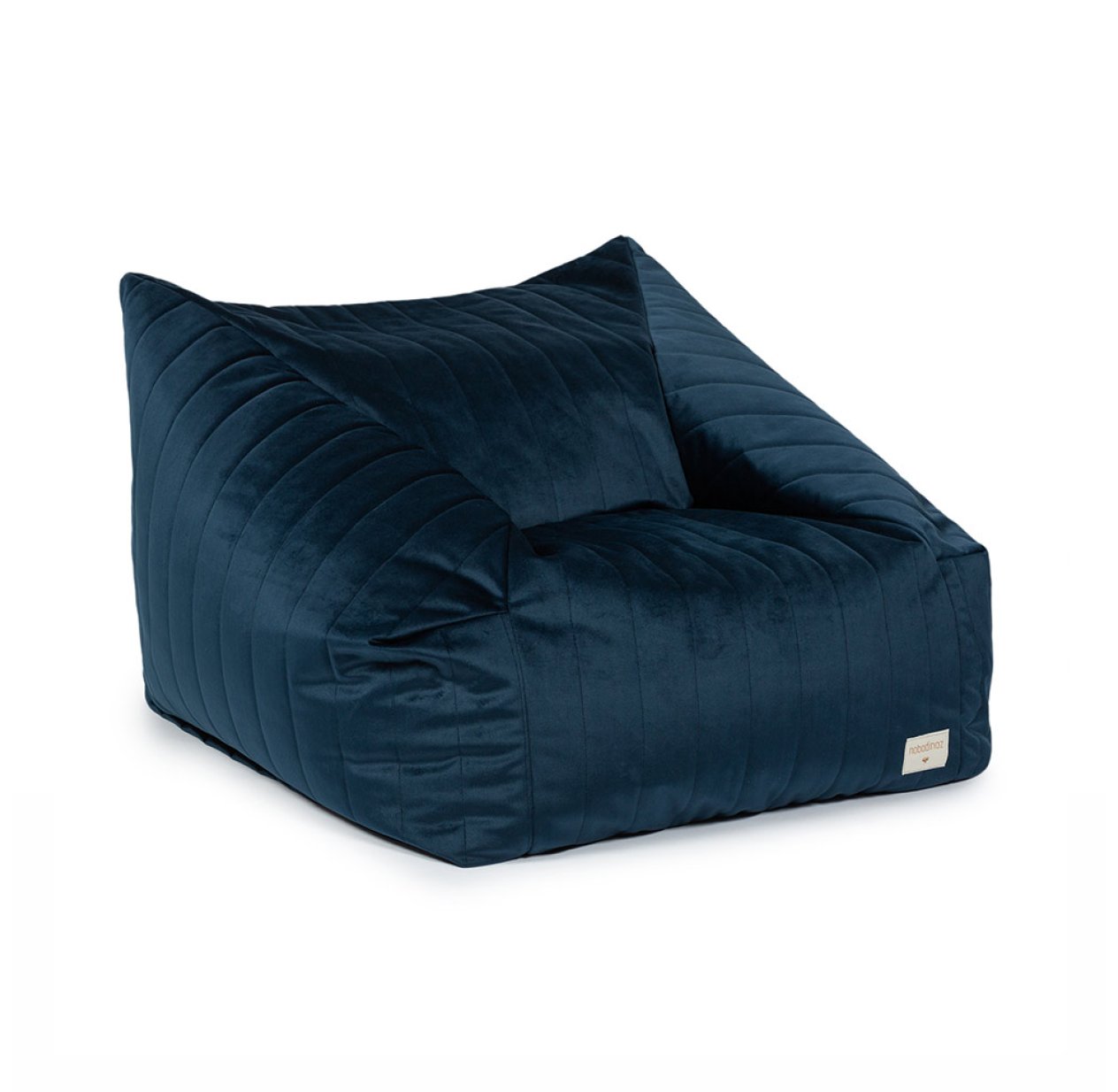 Fauteuil Pouf Chelsea éco-velours - Bleu nuit