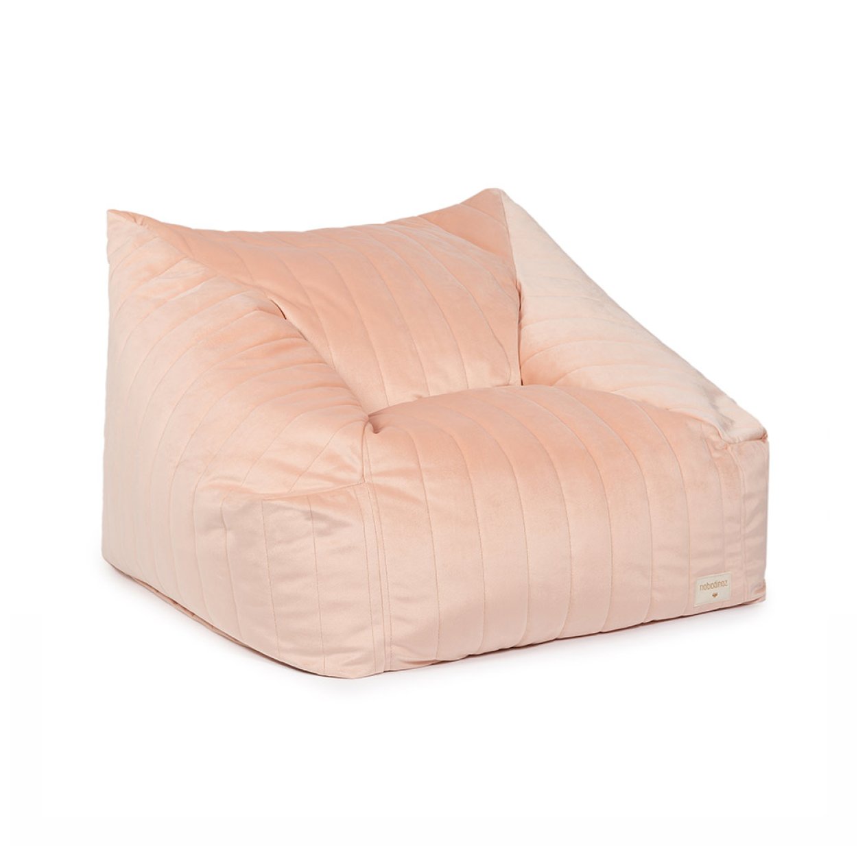 Fauteuil Pouf Chelsea éco-velours - Rose poudré