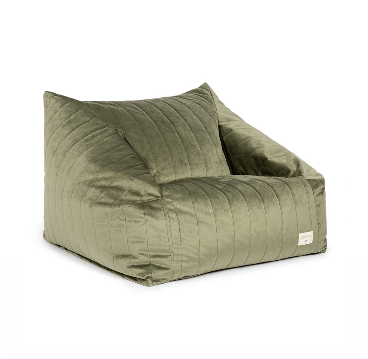 Fauteuil Pouf Chelsea éco-velours - Vert Olive