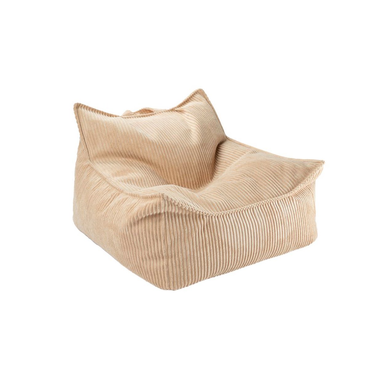 Fauteuil Pouf Ottoman en velours côtelé - Beige