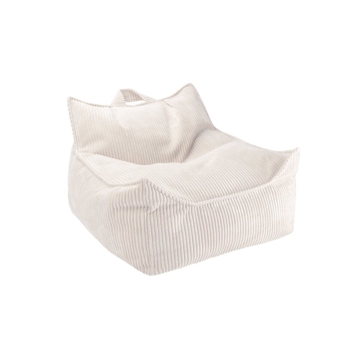 Fauteuil Pouf Ottoman en velours côtelé - Ecru