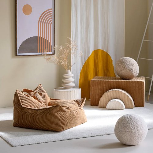 Fauteuil Pouf Ottoman en velours côtelé - Toffee