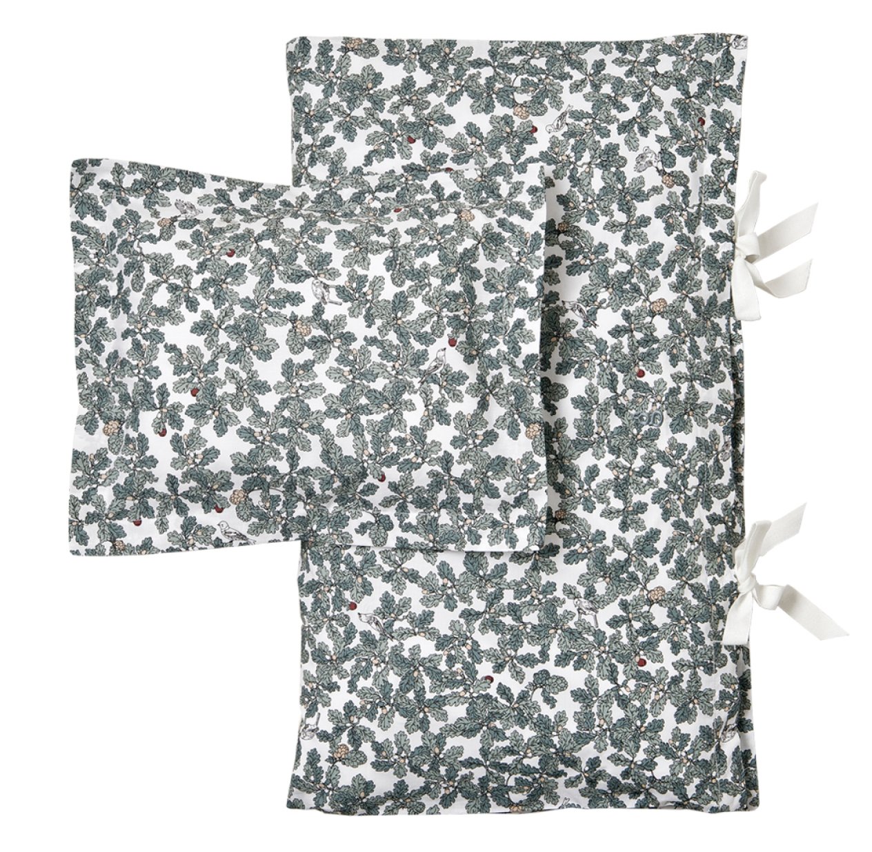 Parure de lit Woodlands 140 x 200 - Blanc/Vert foncé