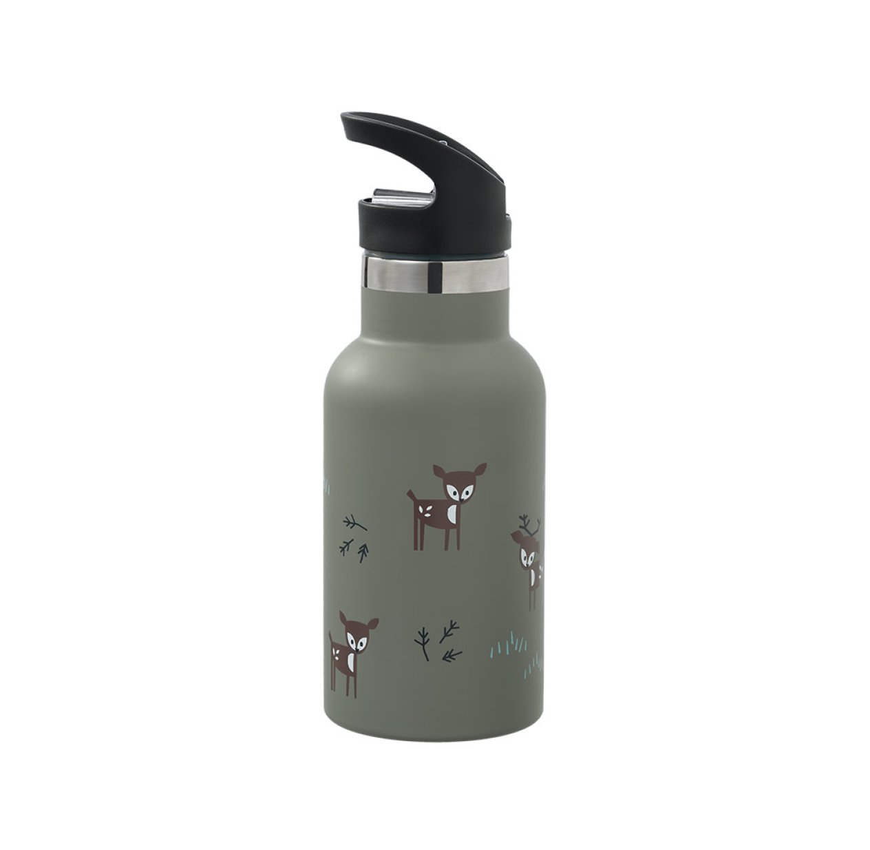 Gourde paille isotherme Cerf 350 ml - Kaki