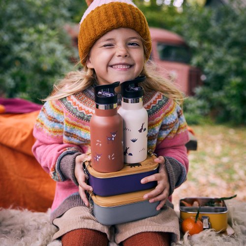 Gourde paille isotherme Cerf 350 ml - Marron glacé