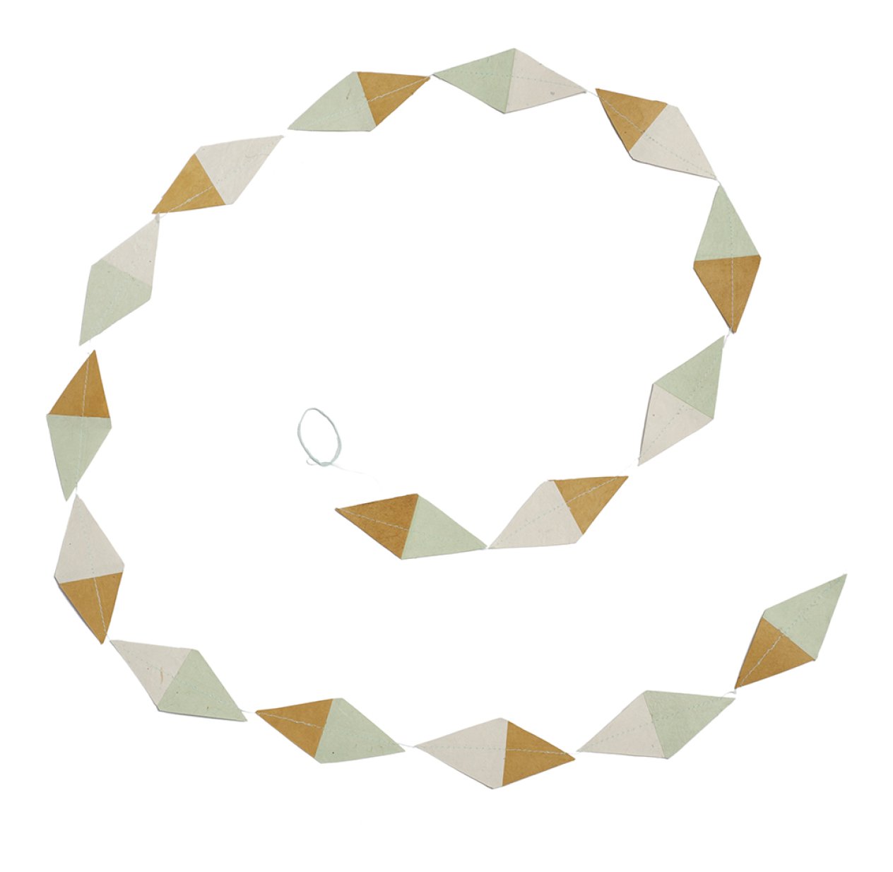Guirlande kite en papier lokta - Jade/Pollen/Naturel