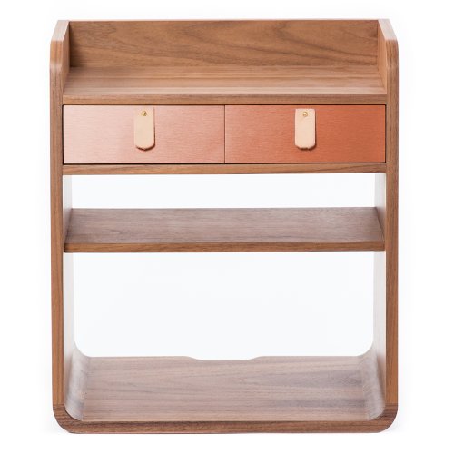 Rangement mural Suzon noyer - Cuivre brossé