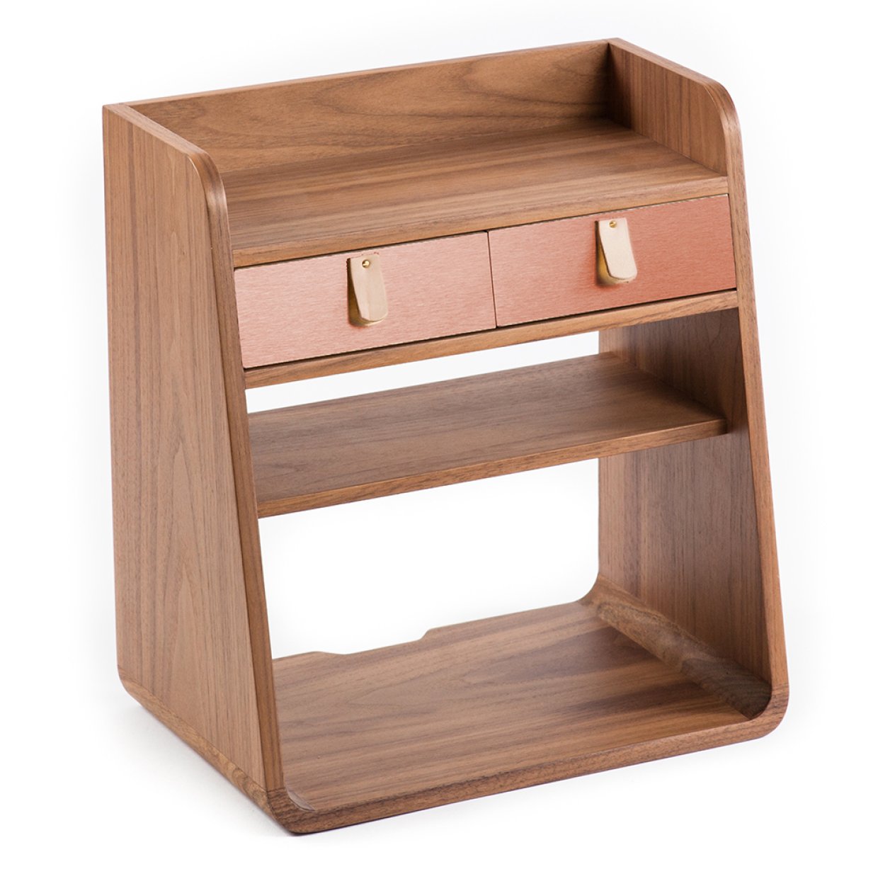 Rangement mural Suzon noyer - Cuivre brossé