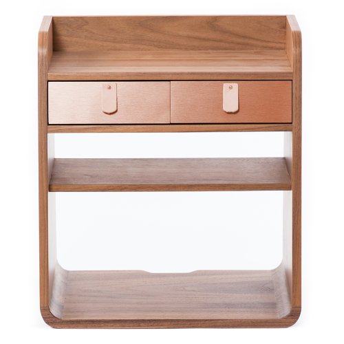 Rangement mural Suzon noyer - Cuivre brossé