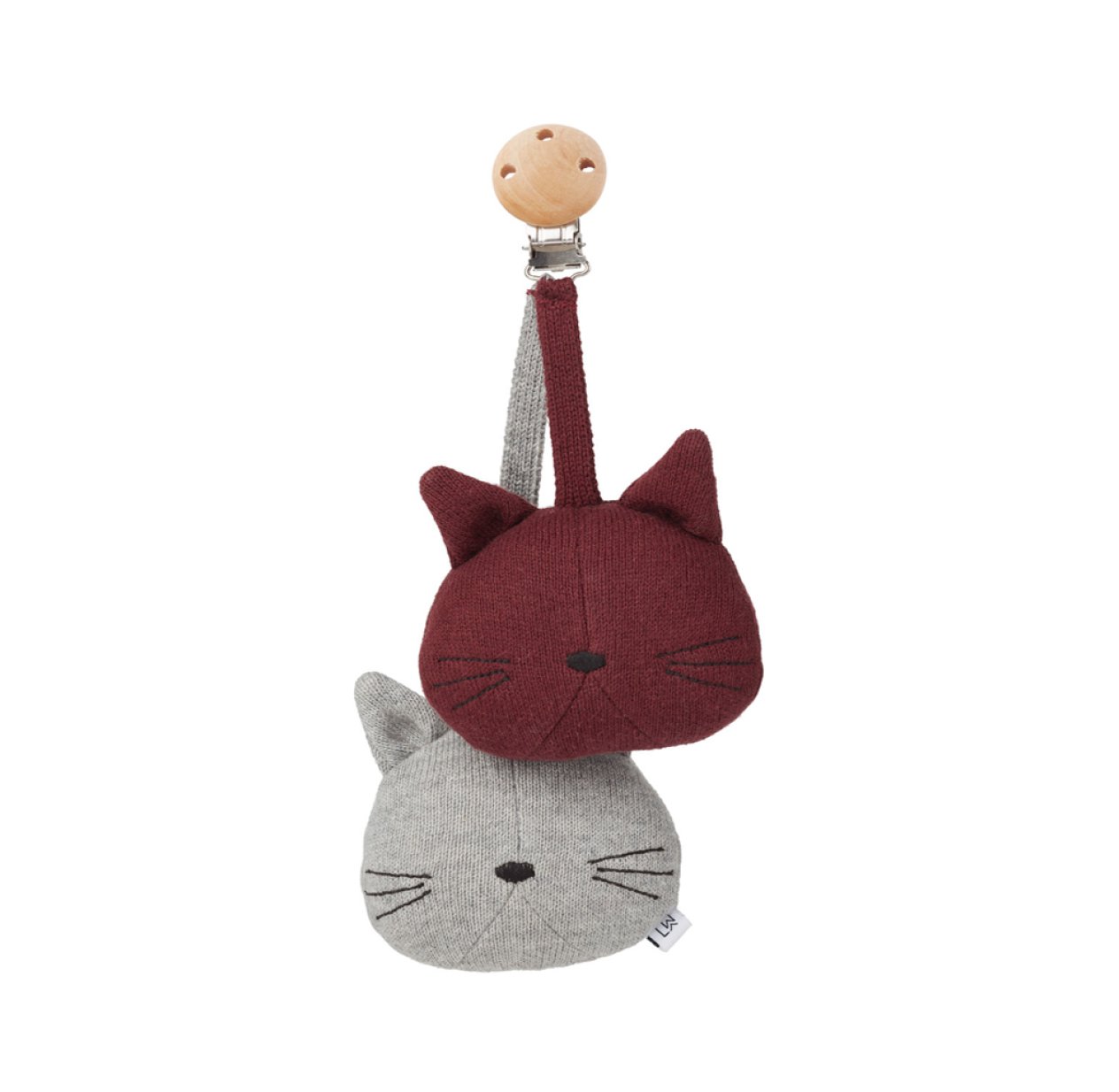 Hochet pour poussette chat Rosa - Gris/Bordeaux Liewood pour chambre enfant - Les Enfants du Design