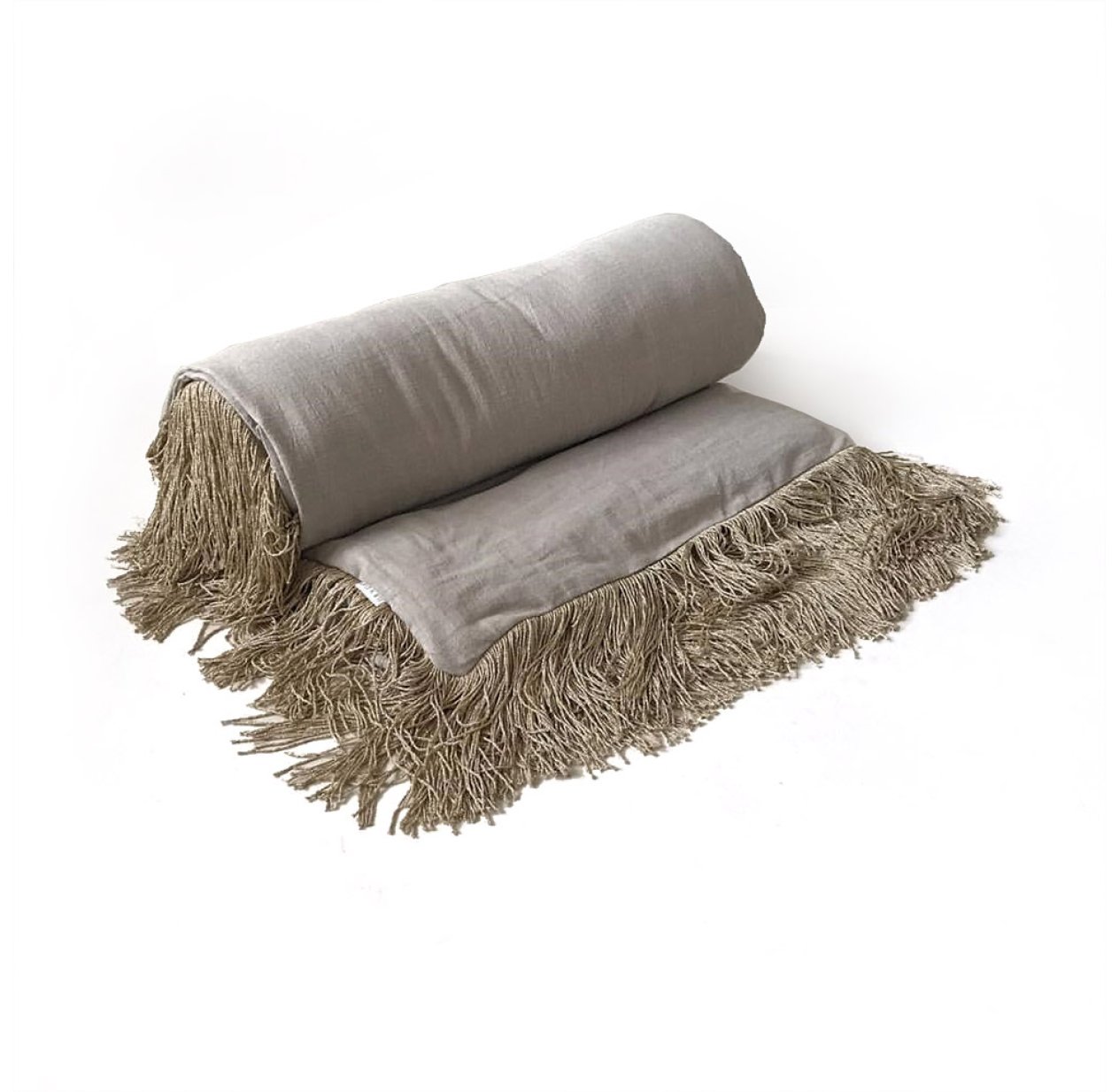 Housse de couette en lin frangée - Sable