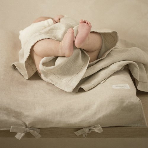 Housse de Matelas à langer Lin Français - Greige