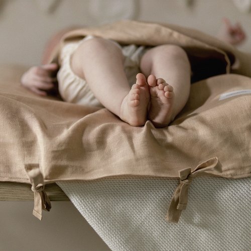 Housse de Matelas à langer Lin Français - Sand