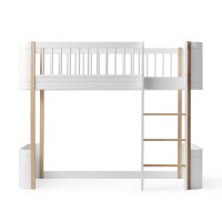 Lit junior mezzanine mi-haut Mini+ Wood - Blanc/Chêne