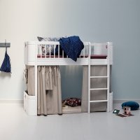 Lit junior mezzanine mi-haut Mini+ Wood - Blanc