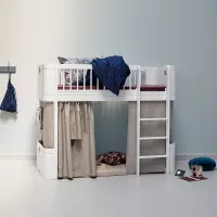 Lit junior mezzanine mi-haut Mini+ Wood - Blanc