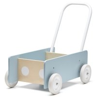 Chariot poussette en bois - Bleu gris