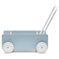 Chariot poussette en bois - Bleu gris