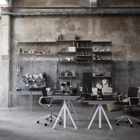 Pack 2 portants muraux au sol 200 x 30 cm - Gris