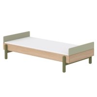 Lit enfant simple tête de lit basse Popsicle - Chêne/Kiwi