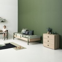 Lit enfant simple tête de lit basse Popsicle - Chêne/Kiwi