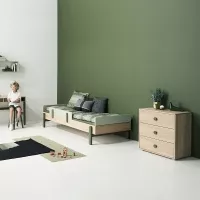 Lit enfant simple tête de lit basse Popsicle - Chêne/Kiwi