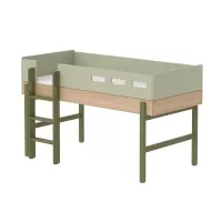 Lit enfant mi-hauteur échelle droite Popsicle - Chêne/Kiwi