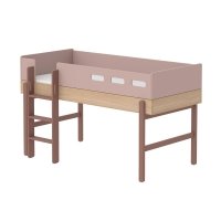 Lit enfant mi-hauteur échelle droite Popsicle - Chêne/Cherry