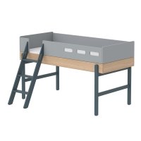 Lit enfant mi-hauteur échelle inclinée Popsicle - Chêne/Blueberry